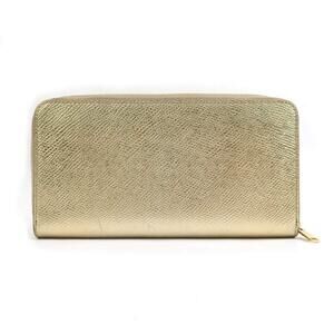 Celine gold long leather wallet round zipper